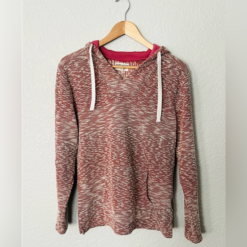 Hang Ten Faded Red V-Neck pullover Hoodie Size Medium